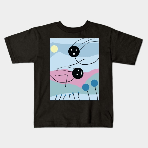 Kids Flying Stick Figure Kids T-Shirt by Eigo Wild